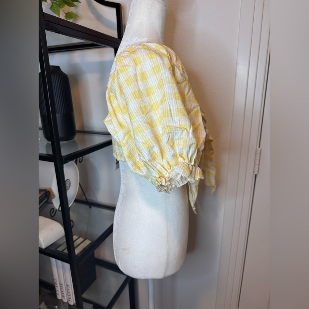 NWT Charlie Holiday Womens Ivy Cotton Knot Front Bra-Top Yellow Size L - Picture 6 of 11
